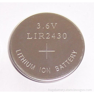 3.6V Rechargeable High Capacity Lithium Button Cell Lir2430